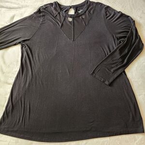 Torrid 4 Super Soft Black Long Sleeve Sheer Bodice Knit Top